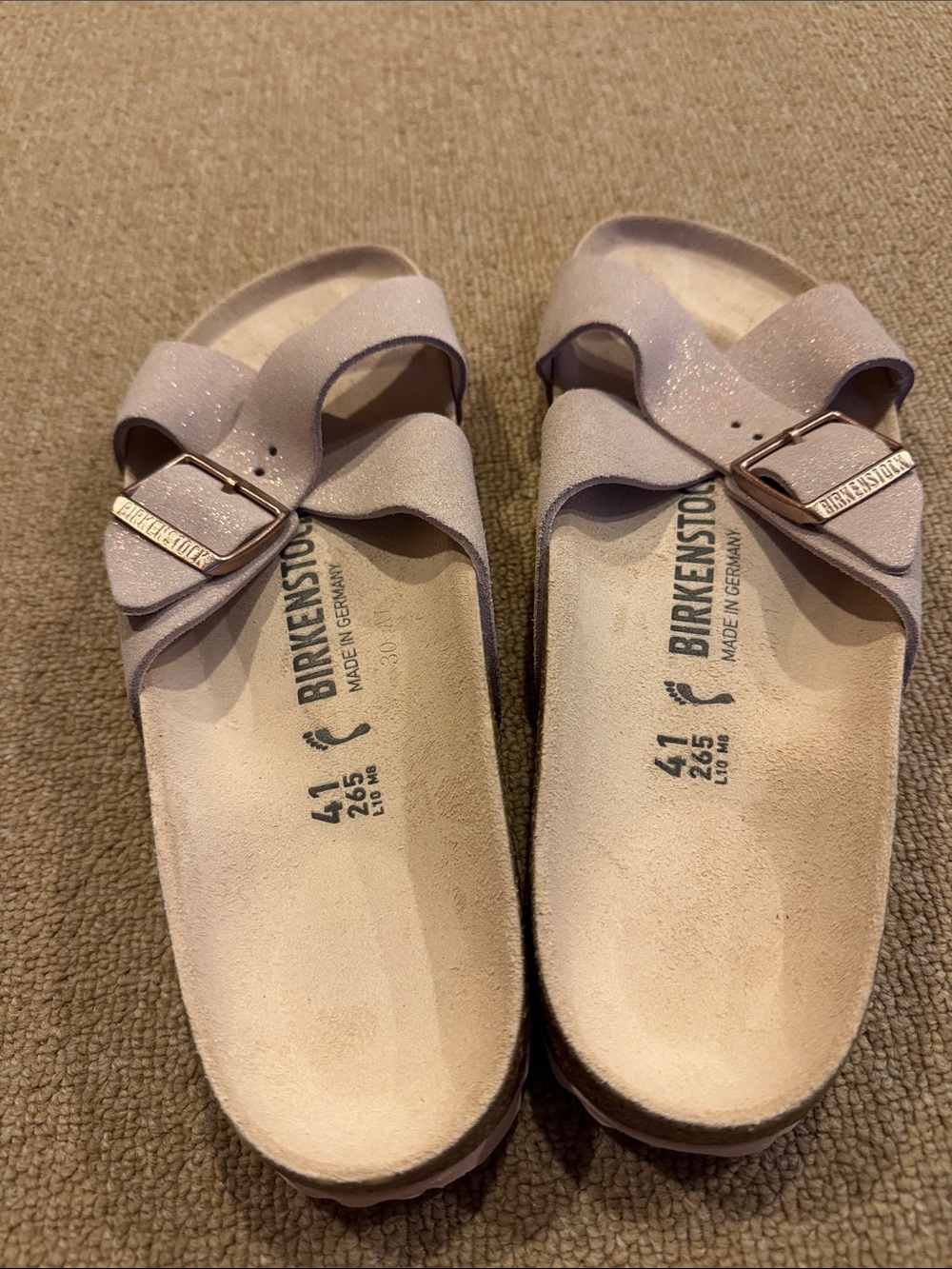 Birkenstock Women's Glitter Cross-Strap Sandals in Pale Pink